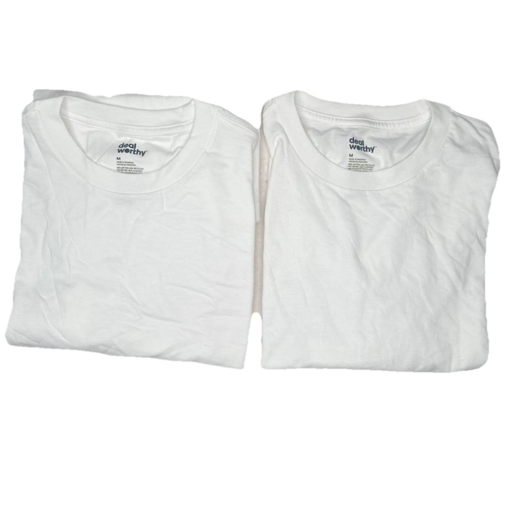 Men’s White Crew Neck Tee Ribbed Tank Tops (2 In A Pack) Size Medium New